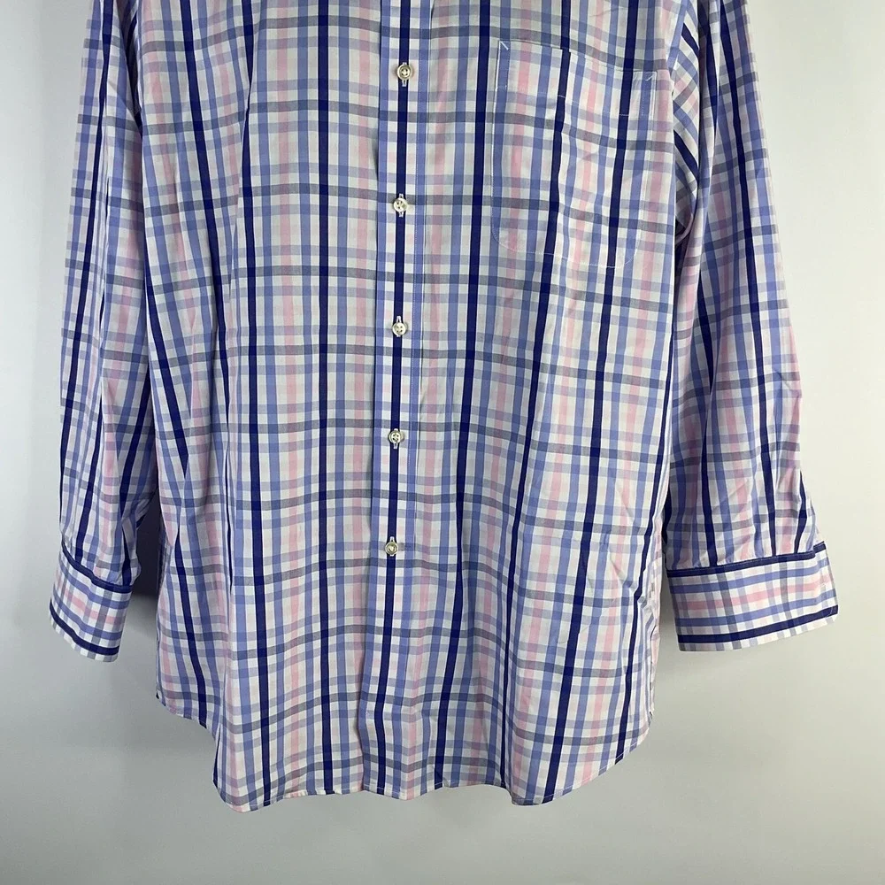 Tommy‎ Hilfiger Men's Dress Shirt Blue Plaid Sz 16 32/33 Regular Fit Long Sleeve